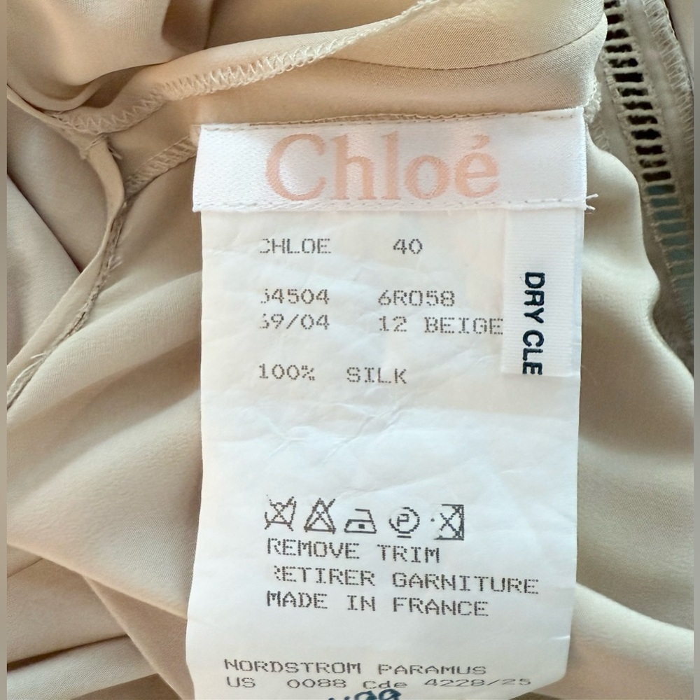 Chloé 100% Silk Asymmetric Layered Midi Dress – FR 40 (US 6–8) – Beige – NWT - Picture 12 of 15